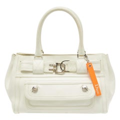 Dior White Leather Flight Tote