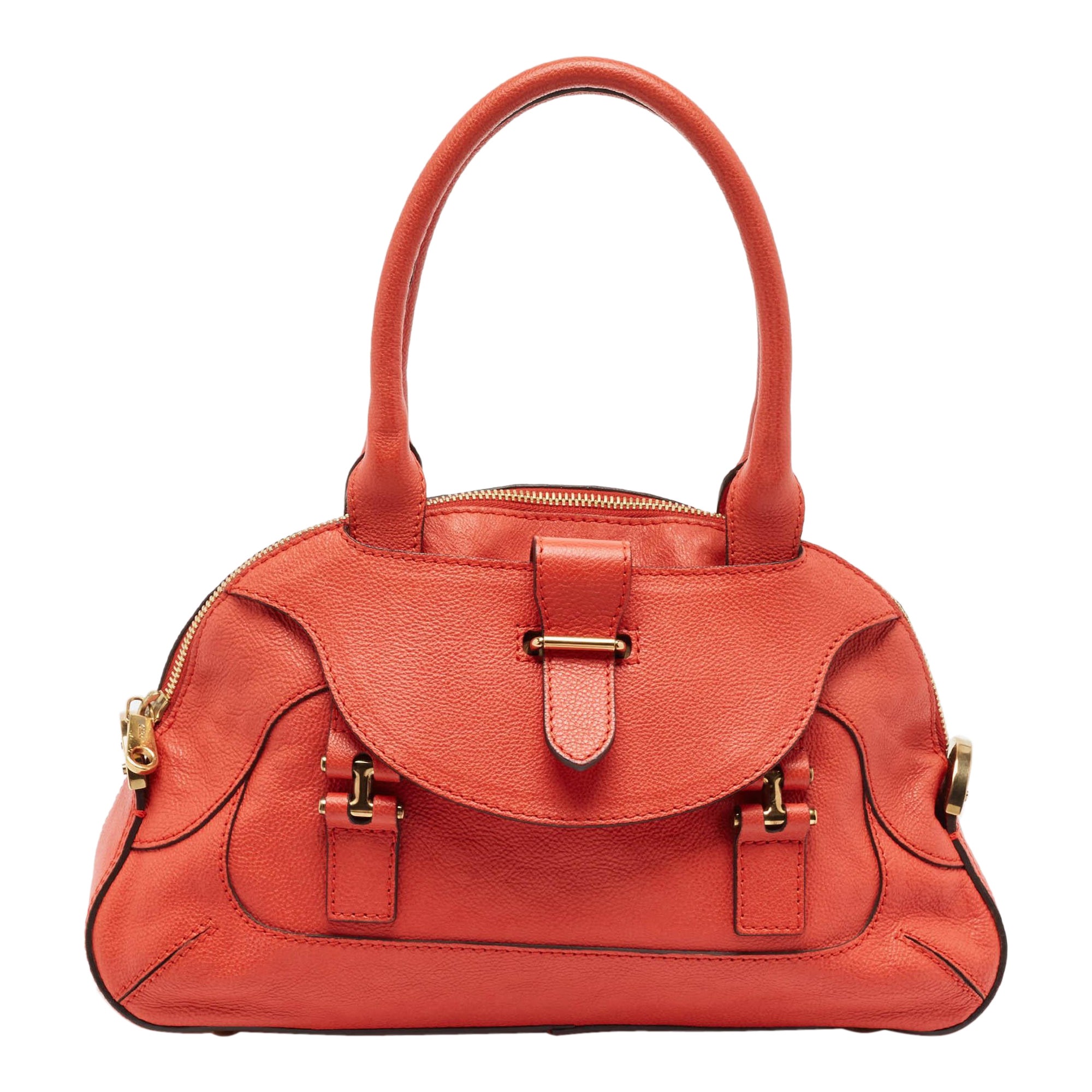 Chloe Red Leather Georgia Dome Satchel For Sale