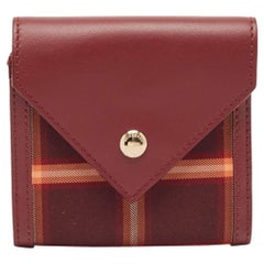 Burberry Burgundy Check Canvas and Leather Lila Trifold Wallet