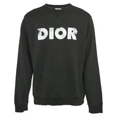 Dior Homme Black Logo Print Cotton Knit Sweatshirt XL