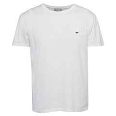 Dior Homme White Bee Embroidered Cotton Crew Neck T-Shirt L