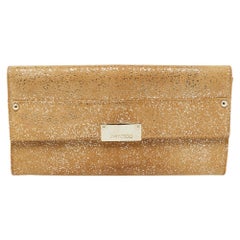 Jimmy Choo Gold Glitter Suede Reese Clutch