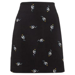 McQ by Alexander McQueen Black Jersey Printed Pencil Midi Skirt M