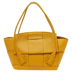 Bottega Veneta Yellow Leather Maxi Intrecciato Arco 33 Bag