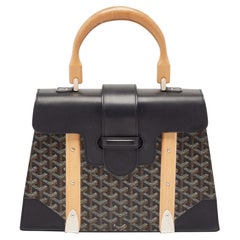Goyard Black Goyardine Coated Canvas and Leather Saigon MM Top Handle Bag