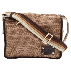 Fendi Beige/Brown Zucchino Nylon and Leather Messenger Bag