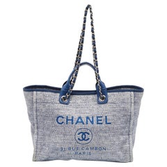 Chanel Blue Tweed Large Deauville Shopping Tote