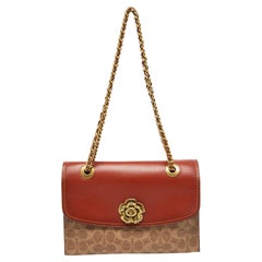 Coach Brown/Beige Signature Coated Canvas and Leather Parker Shoulder Bag
