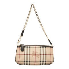 Burberry Beige Haymarket Check Coated Canvas Chain Pochette