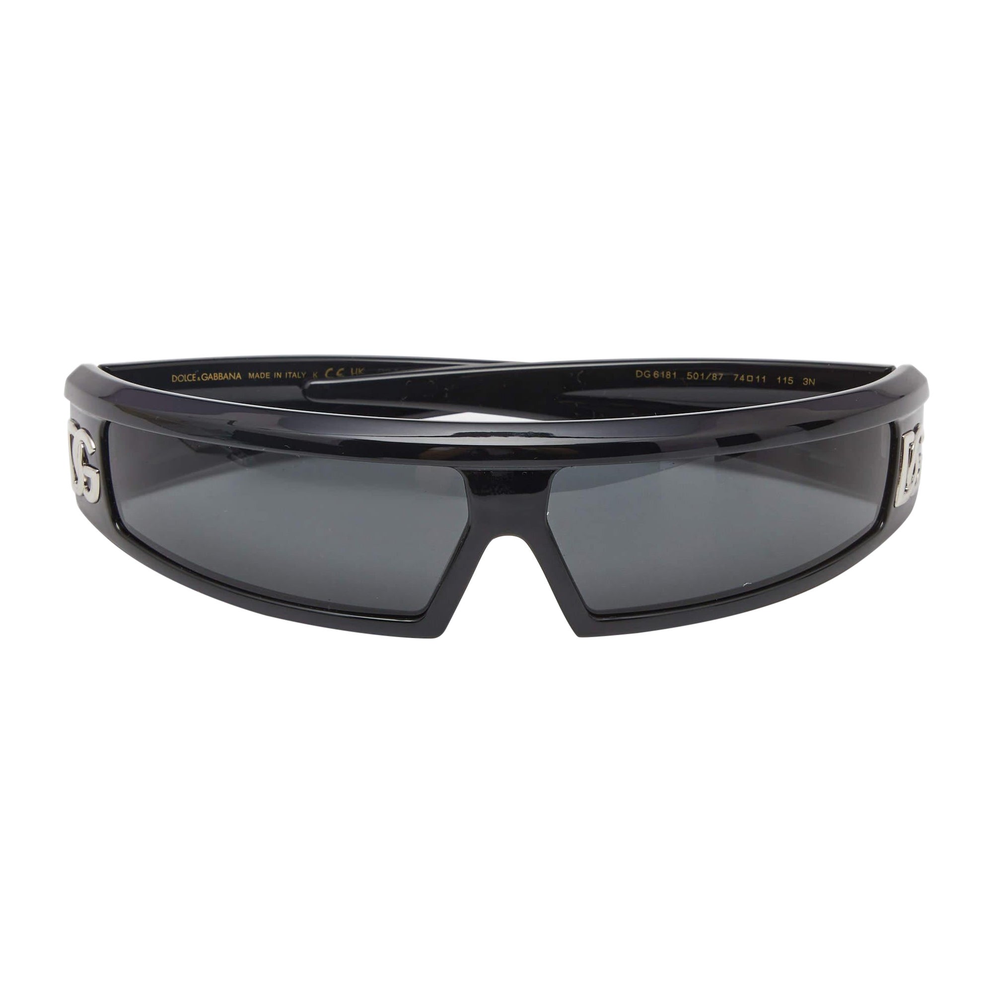 Occhiali da sole Dolce & Gabbana in acetato nero DG6181 Shield