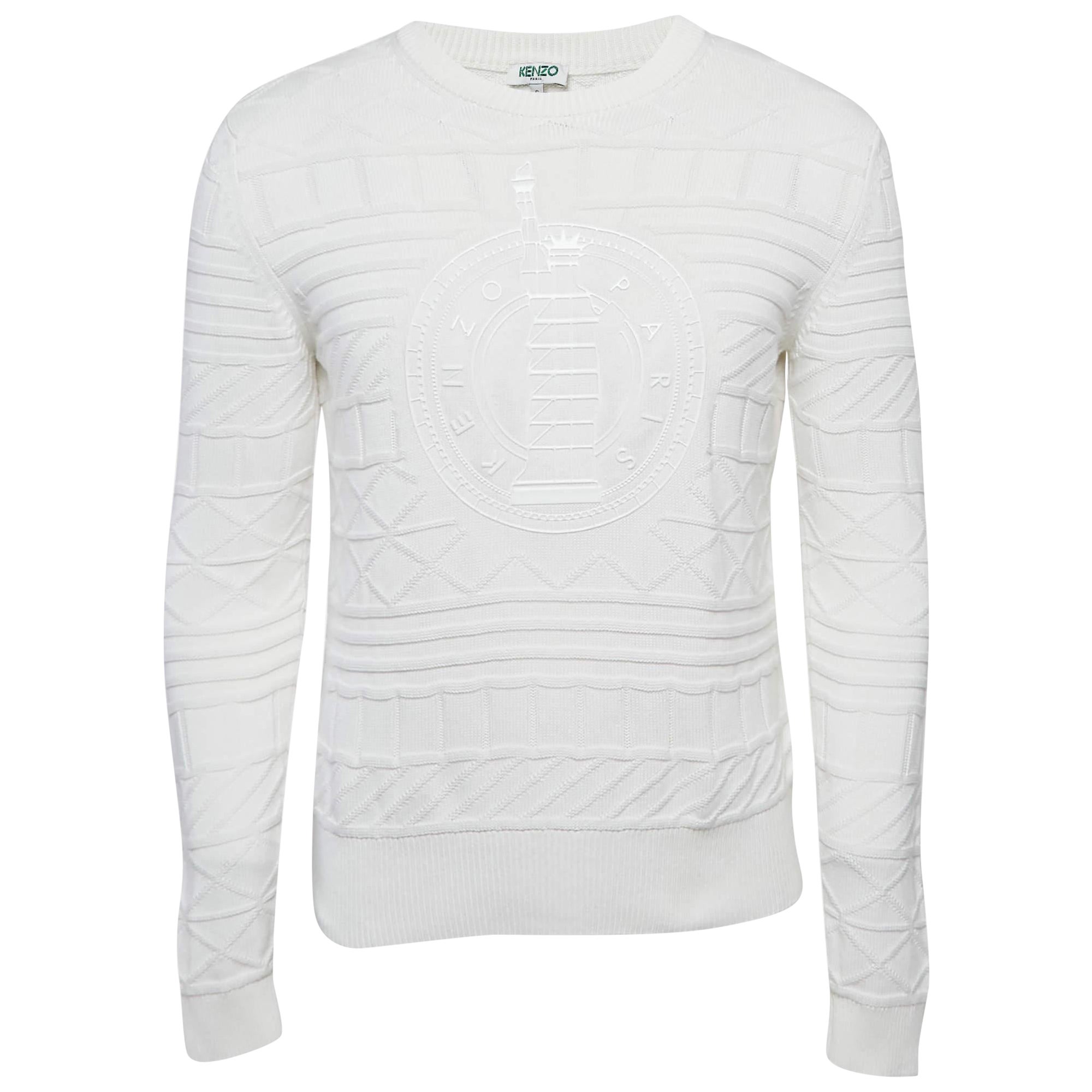 Kenzo Blanco Estampado Estatua de la Libertad Jersey de punto texturizado S