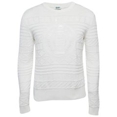 Kenzo White Statue Of Liberty Print Textured Knit Sweater S