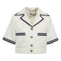 Gucci Light Beige Supreme Jacquard Canvas Crop Jacket M
