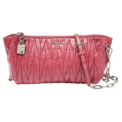 Miu Miu Pink Leather Matalasse Shoulder Bag