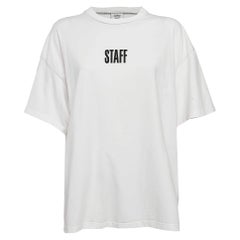 Vetements X Hanes White Staff Print Cotton Oversized T-Shirt M