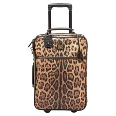 Dolce & Gabbana Brown Leopard Print Coated Canvas Trolley Luggage