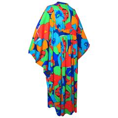 Lilly Pulitzer Kaftan Dress Vibrant Graphic Floral Print One Size Fits Most 70s