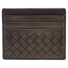 Bottega Veneta Black Intrecciato Leather Card Holder