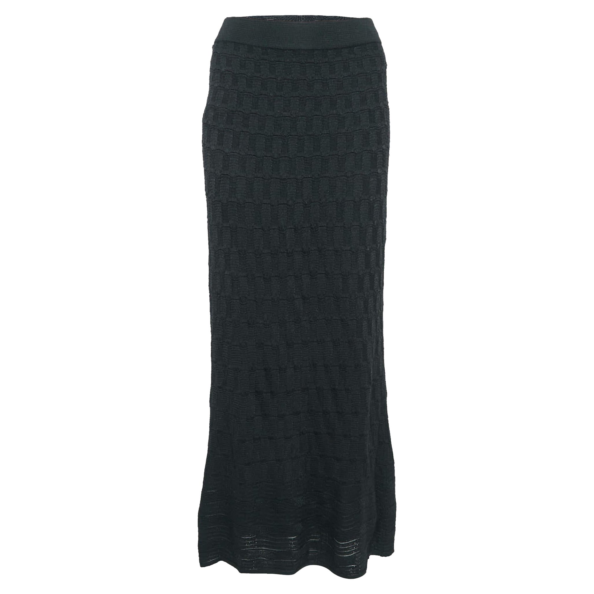 M Missoni Black Patterned Knit Maxi Skirt S For Sale