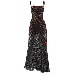 Alaia Autumn-Winter 1993 patterned lace evening dress with built in bra 10