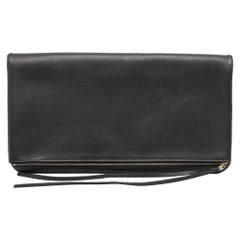 Celine Black/Blue Leather Fold Over Zip Clutch