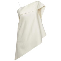 Roland Mouret Purple Satin Asymmetrical Hem One Shoulder Top M