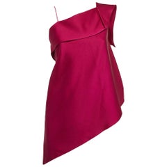 Roland Mouret Purple Crepe Asymmetrical Hem One Shoulder Top M