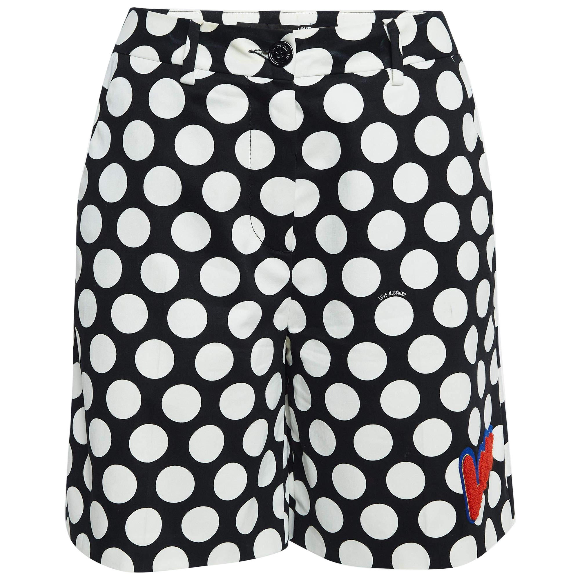 Love Moschino Polka Dots Cotton Applique Detail Shorts S For Sale