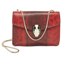 Bvlgari Red/Black Karung Leather Serpenti Forever Crossbody Bag