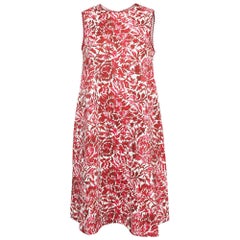 Weekend Max Mara Red Floral Printed Cotton Sleeveless Alfiere Dress S