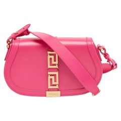Versace Pink Leather Greca Goddess Shoulder Bag