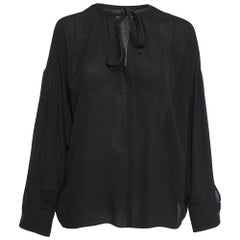 Joseph Top a kimono in georgette di seta nero con scollo a cravatta S