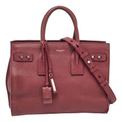 Saint Laurent Red Leather Small Classic Sac De Jour Tote