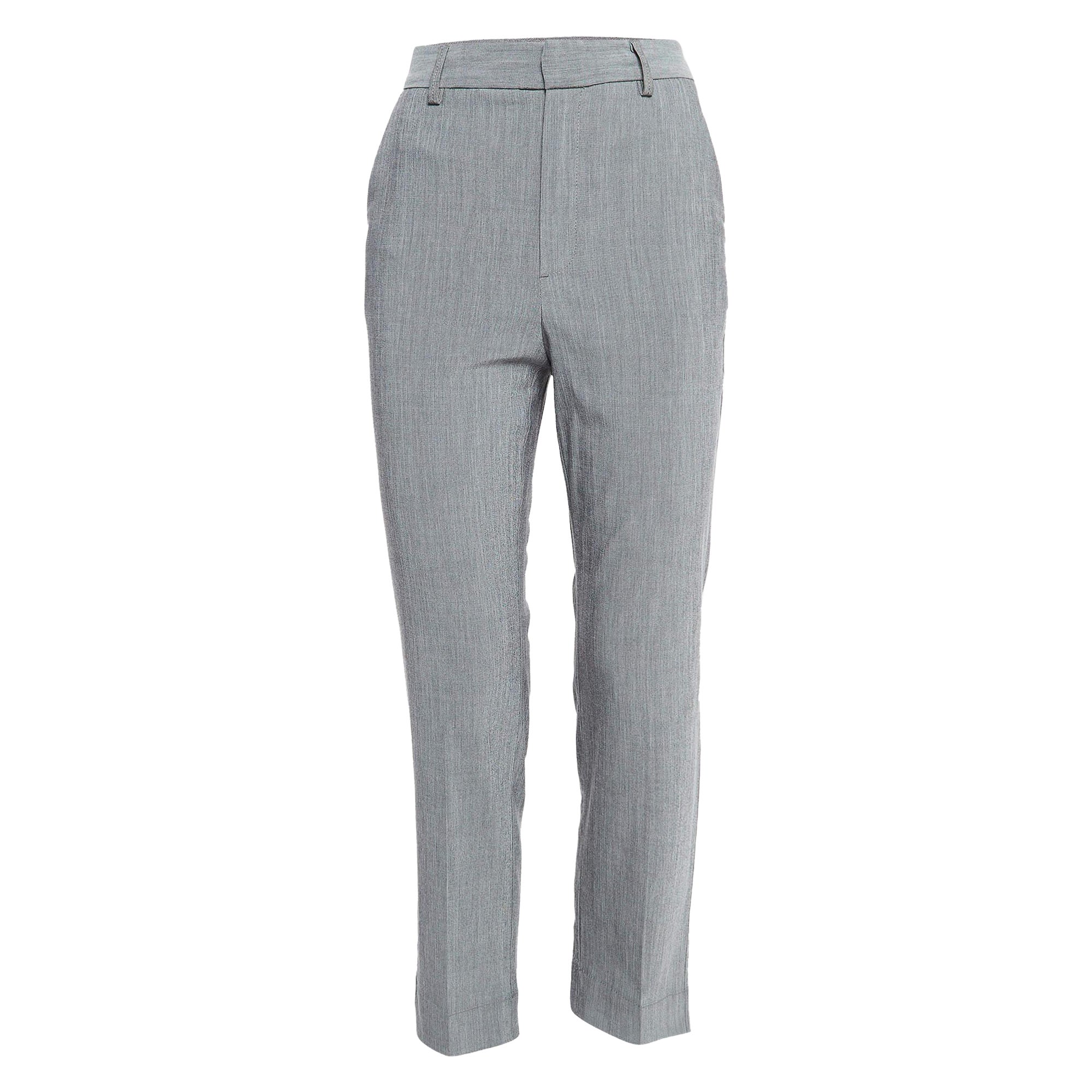Ganni - Pantaloni da cerimonia in crepe stretch grigio S in vendita