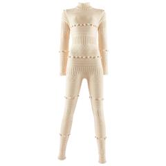 Courreges Autumn-Winter 1994 cream aran knit wool jumpsuit 9