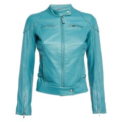 Fendi Selleria Green Leather Zip-Up Vintage Jacket M