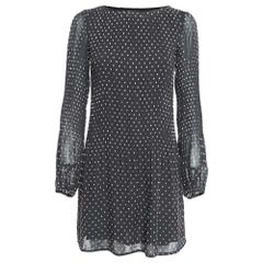 Maje Black Polka Dot Chiffon Rockito Pleated Mini Dress S