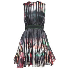 Elie Saab Mini Vestido Negro De Satén Estampado Con Cinta S