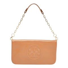 Tory Burch Brown Leather Reva Chain Clutch