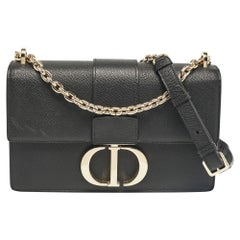 Dior Black Leather Montaigne 30 Flap Shoulder Bag