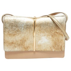 Nina Ricci Gold/Beige Leather and Suede Arc Shoulder Bag