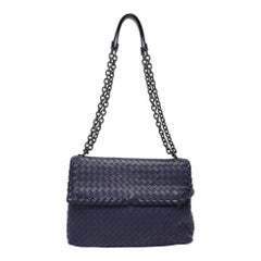 Bottega Veneta Blue Intrecciato Leather Medium Olimpia Shoulder Bag