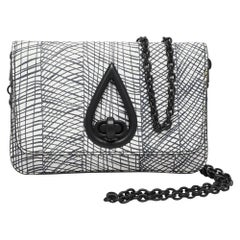 Kenzo White/Black Printed Leather Raindrop Shoulder Bag