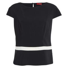 Hugo Boss Black Crepe Short Sleeve Blouse L