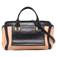 Chloe - Cartable Alice en cuir orange/noir