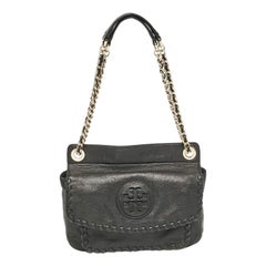 Tory Burch Black Leather Marion Shoulder Bag