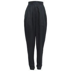 Yves Saint Laurent Black Cotton Pleated Trousers S
