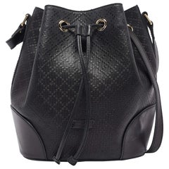Gucci Black Diamante Leather Hilary Bucket Bag