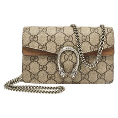 Gucci Beige Coated Canvas and Suede Super Mini Dionysus Crossbody Bag