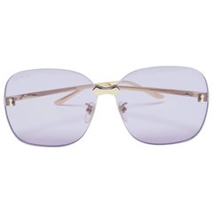 Gucci Gold Tone/Purple GG0355S Oversized Rimless Sunglasses